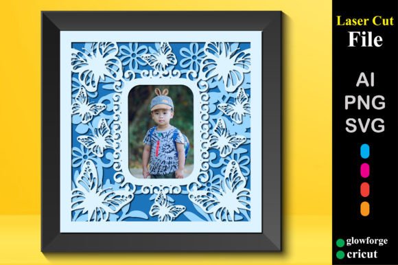 3D Butterfly Baby Photo Frame SVG for Shadow Boxes