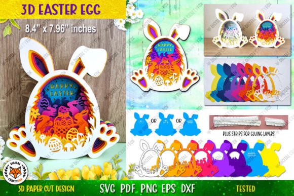 3D Easter Egg with Bunny Ears: A 3D SVG for Shadow Boxes