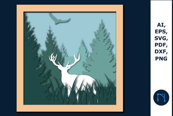 3D Layered Forest Shadow Box SVG