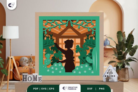 3D Paper Cut Greenhouse Shadow Box SVG for Summer