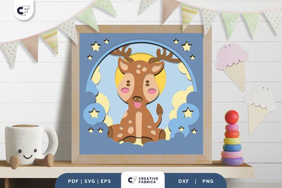 Baby Deer 3D Shadow Box Paper Cut for 3D SVG Projects