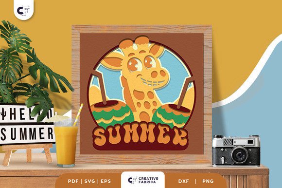 Baby Giraffe in the Summer 3D Shadow Box