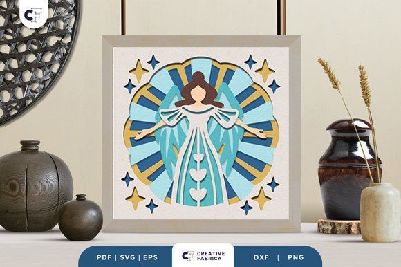Beautiful Angel 3D Shadow Box Papercut: A Premium 3D SVG for Other Creative Uses