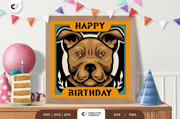 Birthday Pitbull 3D Paper Cut SVG for Celebrations
