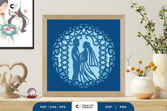 Bride and Groom 3D Paper Cutting SVG for Table Decorations