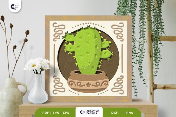 Cactus 3D Light Box Paper Cut SVG for Cacti And Succulents