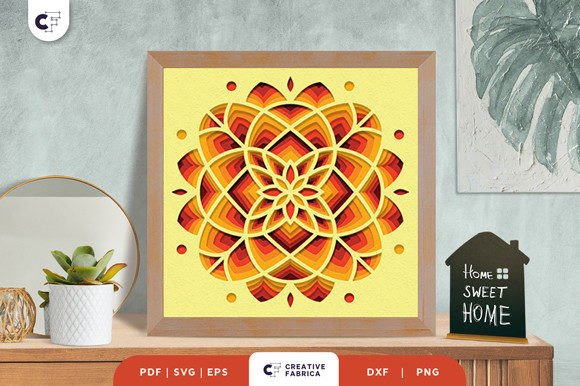 Floral Geometric Shape 3D Shadow Box SVG for Ornaments