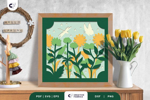 Floral Meadow 3D Shadow Box Paper Cut: A 3D SVG for Seasons