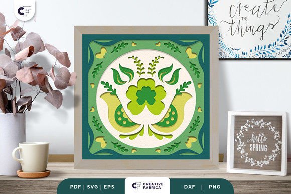 Folk Art Floral 3D Layered Paper Cut SVG for Seasons