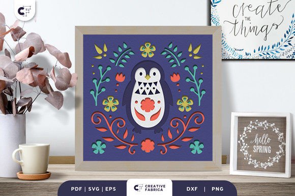 Folk Penguin 3D Shadow Box Paper Cut Review