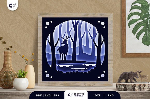 Forest Lake Scene 3D Shadow Box SVG for Modern Publishing
