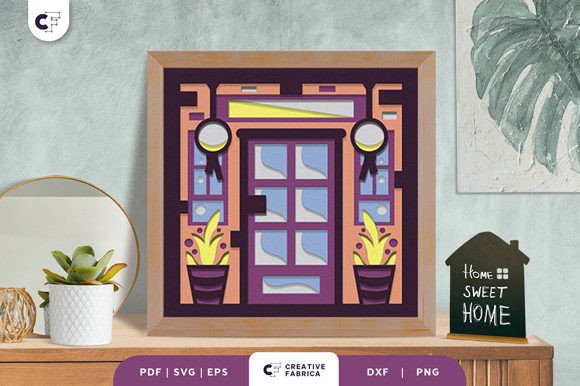 Front Home 3D Light Box Papercut: A 3D SVG Ornament for Modern Blogs