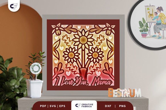 Granny s Flower Decoration 3D Shadow Box for Holidays