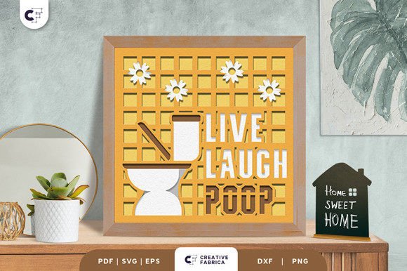 Live Laugh Poop 3D Paper Cut SVG for Ornaments