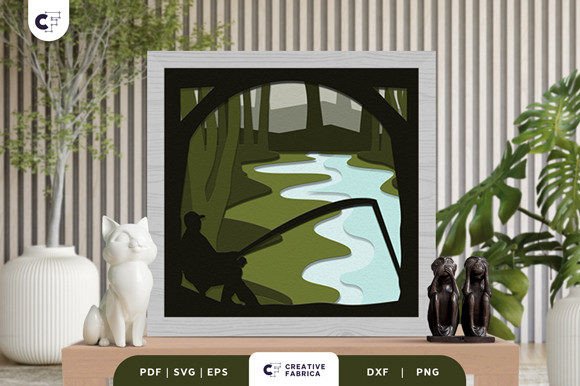 Man Fishing in the Creek 3D Shadow Box: A Sports SVG Review