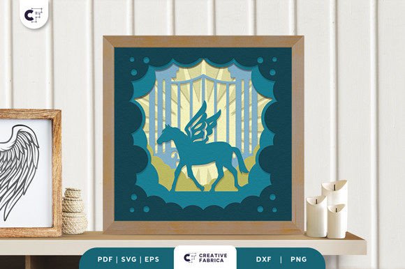 Memorial Horse 3D Shadow Box Paper Cut for Pets & 3D SVG
