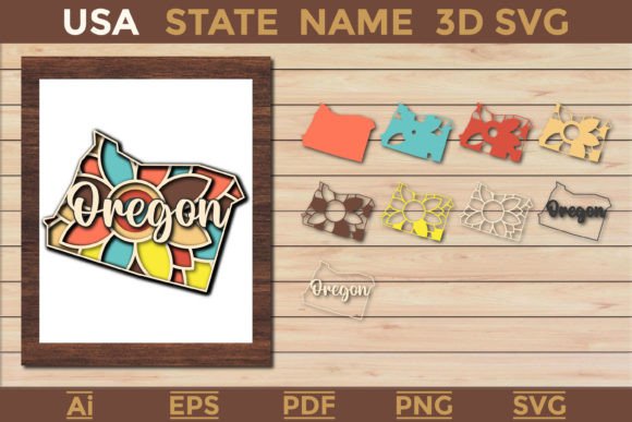 Oregon USA State 3d SVG Paper Cut for Laser Cutting and Wall Decor