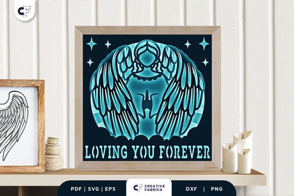 Remembrance Angel 3D Light Box SVG for Modern Publishing
