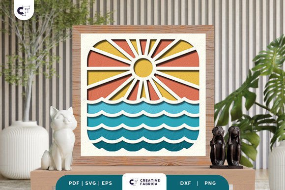 Retro Beach Waves 3D SVG for Summer Editorial Design