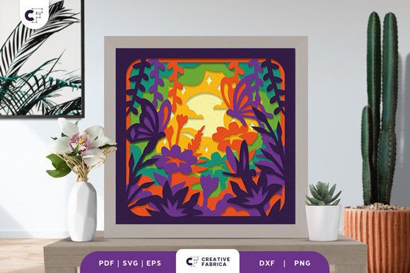 Spring Meadow 3D Shadow Box Paper Cut for Seasons & 3D SVG
