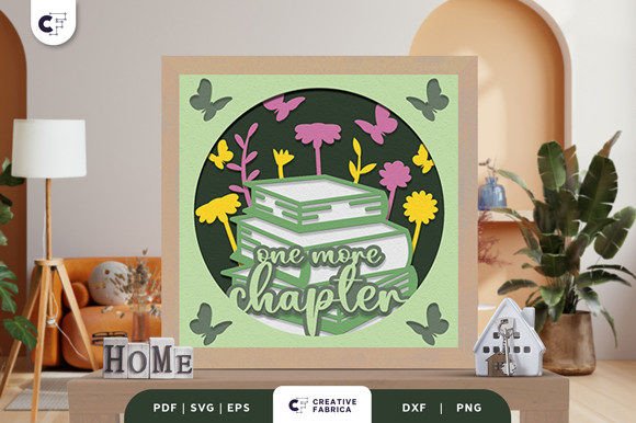 Stacked Book with Flowers 3D Light Box: Premium Ornaments & 3D SVG