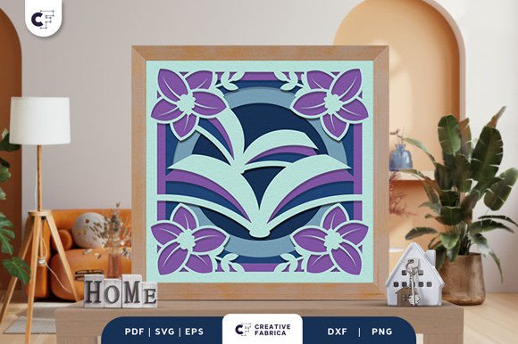 Stacked Books 3D Layered Paper Cut SVG for Ornaments