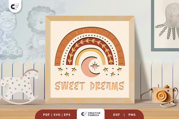 Sweet Dreams Boho Rainbow 3D Papercut for Baby Projects