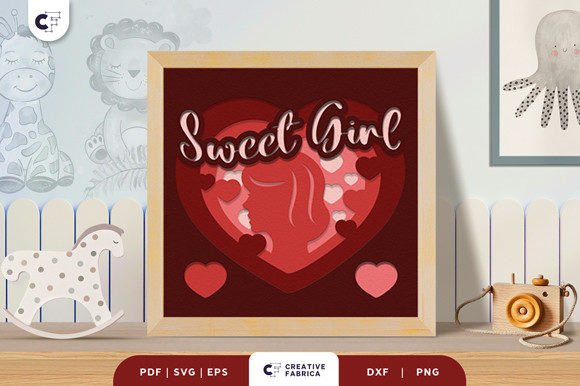 Sweet Girl 3D Shadow Box Paper Cut for Baby Brands
