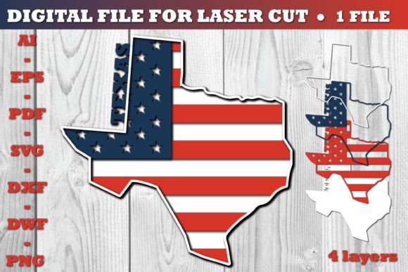 Texas USA 3d SVG Flag Paper Cut for Graphics and Crafts
