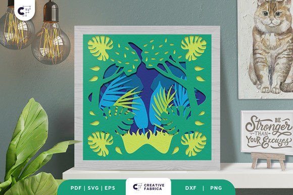 Tropical Jungle Scene 3D SVG Ornaments for Branding